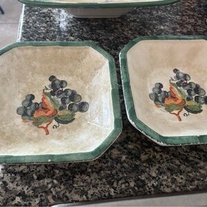 Elegant Green and Cream Dining Bowls made in Italy